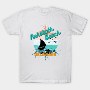 Rehoboth Beach Delaware Retro Vintage Sunset T-Shirt